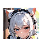 猫耳の白髪 ＆ 悲しげな微笑み0（個別スタンプ：28）