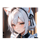 猫耳の白髪 ＆ 悲しげな微笑み0（個別スタンプ：29）