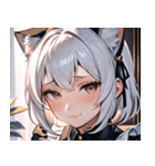 猫耳の白髪 ＆ 悲しげな微笑み0（個別スタンプ：30）