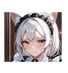 猫耳の白髪 ＆ 悲しげな微笑み0（個別スタンプ：31）