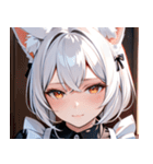 猫耳の白髪 ＆ 悲しげな微笑み0（個別スタンプ：33）