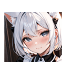 猫耳の白髪 ＆ 悲しげな微笑み0（個別スタンプ：34）