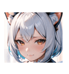 猫耳の白髪 ＆ 悲しげな微笑み0（個別スタンプ：35）