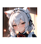 猫耳の白髪 ＆ 悲しげな微笑み0（個別スタンプ：36）