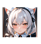 猫耳の白髪 ＆ 悲しげな微笑み0（個別スタンプ：37）