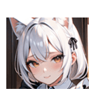猫耳の白髪 ＆ 悲しげな微笑み0（個別スタンプ：38）