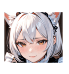 猫耳の白髪 ＆ 悲しげな微笑み0（個別スタンプ：39）