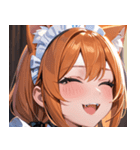 猫耳のオレンジ髪 ＆ ウィンク0（個別スタンプ：12）