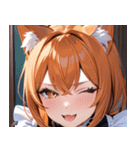 猫耳のオレンジ髪 ＆ ウィンク0（個別スタンプ：15）