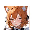 猫耳のオレンジ髪 ＆ ウィンク0（個別スタンプ：25）