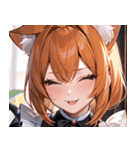 猫耳のオレンジ髪 ＆ ウィンク0（個別スタンプ：30）
