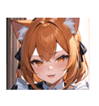 猫耳のオレンジ髪 ＆ ウィンク0（個別スタンプ：33）