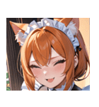 猫耳のオレンジ髪 ＆ ウィンク0（個別スタンプ：36）