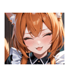猫耳のオレンジ髪 ＆ ウィンク0（個別スタンプ：37）