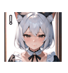 猫耳の白髪 ＆ 悲しげな微笑み（個別スタンプ：14）