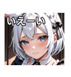猫耳の白髪 ＆ 悲しげな微笑み（個別スタンプ：17）