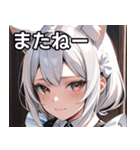猫耳の白髪 ＆ 悲しげな微笑み（個別スタンプ：18）