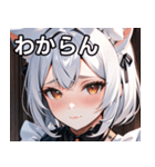 猫耳の白髪 ＆ 悲しげな微笑み（個別スタンプ：22）