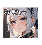 猫耳の白髪 ＆ 悲しげな微笑み（個別スタンプ：27）