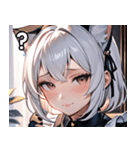 猫耳の白髪 ＆ 悲しげな微笑み（個別スタンプ：30）