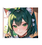 猫耳の緑髪 ＆ 穏やかな笑顔0（個別スタンプ：1）
