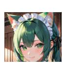 猫耳の緑髪 ＆ 穏やかな笑顔0（個別スタンプ：6）
