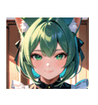 猫耳の緑髪 ＆ 穏やかな笑顔0（個別スタンプ：12）