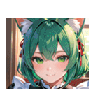 猫耳の緑髪 ＆ 穏やかな笑顔0（個別スタンプ：14）
