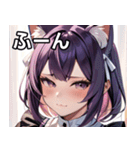 猫耳の紫髪 ＆ 見下すようなドヤ顔（個別スタンプ：9）