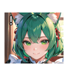 猫耳の緑髪 ＆ 穏やかな笑顔（個別スタンプ：14）