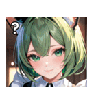 猫耳の緑髪 ＆ 穏やかな笑顔（個別スタンプ：30）