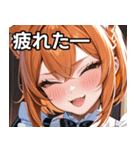 猫耳のオレンジ髪 ＆ ウィンク（個別スタンプ：23）
