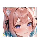 猫耳のパステルグラデヘア＆夢見心地な表情0（個別スタンプ：3）
