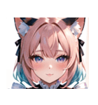 猫耳のパステルグラデヘア＆夢見心地な表情0（個別スタンプ：7）