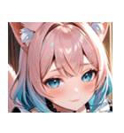 猫耳のパステルグラデヘア＆夢見心地な表情0（個別スタンプ：12）
