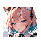 猫耳のパステルグラデヘア＆夢見心地な表情0（個別スタンプ：13）