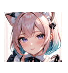 猫耳のパステルグラデヘア＆夢見心地な表情0（個別スタンプ：16）
