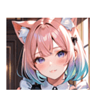 猫耳のパステルグラデヘア＆夢見心地な表情0（個別スタンプ：21）