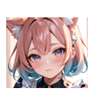 猫耳のパステルグラデヘア＆夢見心地な表情0（個別スタンプ：23）