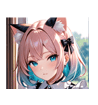 猫耳のパステルグラデヘア＆夢見心地な表情0（個別スタンプ：24）