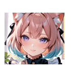 猫耳のパステルグラデヘア＆夢見心地な表情0（個別スタンプ：28）