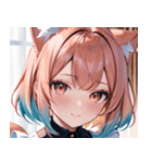 猫耳のパステルグラデヘア＆夢見心地な表情0（個別スタンプ：29）