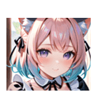 猫耳のパステルグラデヘア＆夢見心地な表情0（個別スタンプ：30）