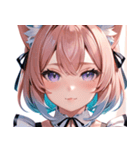 猫耳のパステルグラデヘア＆夢見心地な表情0（個別スタンプ：33）