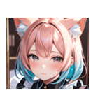 猫耳のパステルグラデヘア＆夢見心地な表情0（個別スタンプ：37）