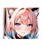 猫耳のパステルグラデヘア＆夢見心地な表情0（個別スタンプ：40）