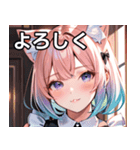 猫耳のパステルグラデヘア＆ 夢見心地な表情（個別スタンプ：21）