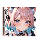 猫耳のパステルグラデヘア＆ 夢見心地な表情（個別スタンプ：30）