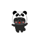 パンダ帽の黒いポメラニアンのスタンプ（個別スタンプ：2）