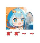扇風機で「あ゛ー」女の子スタンプ（個別スタンプ：8）